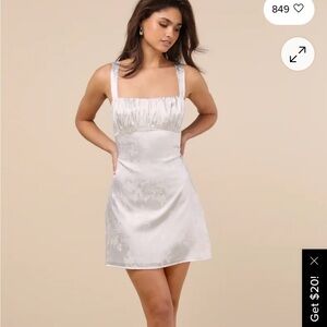 Lulu's White Satin Lace-Up Back Mini Dress